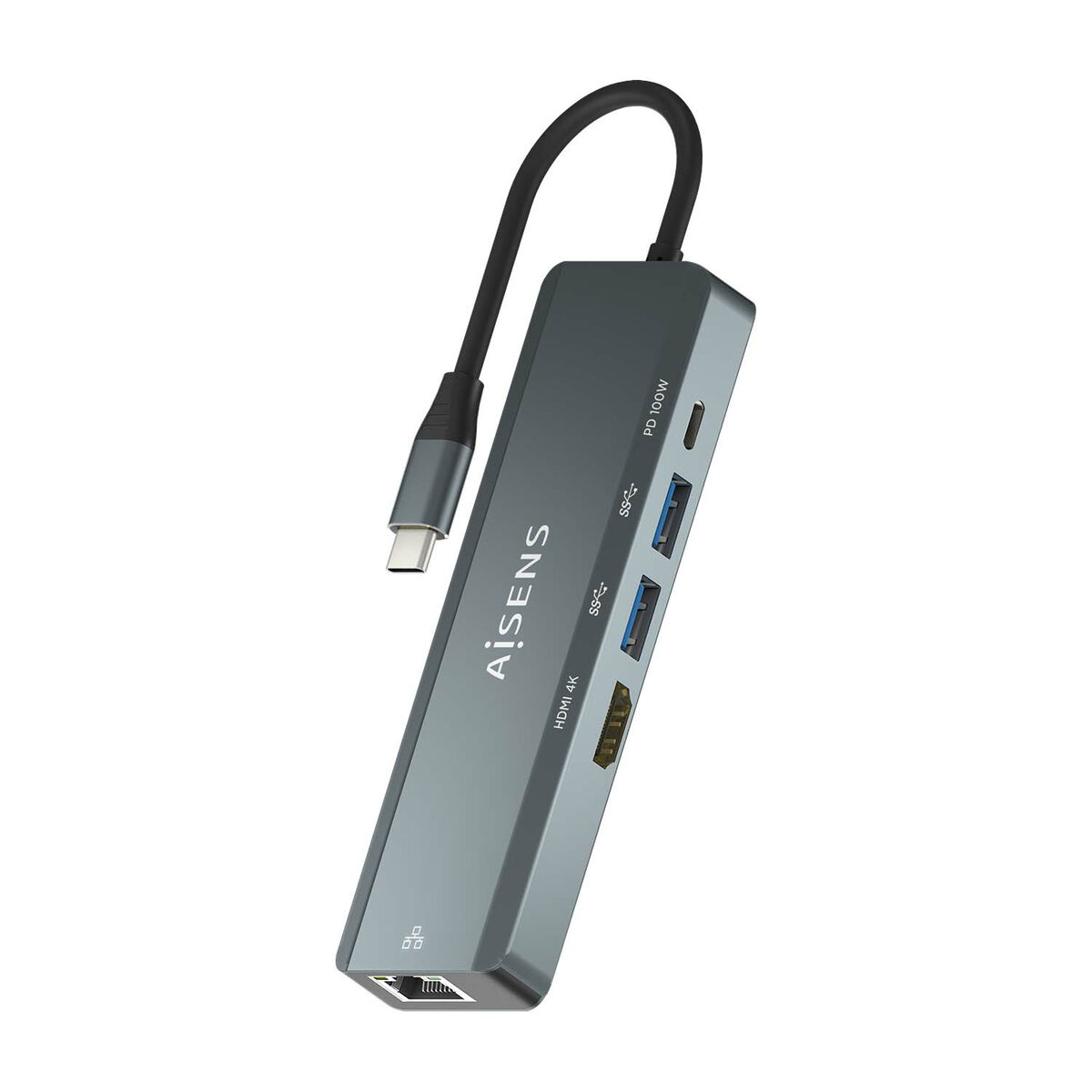 USB Hub Aisens ASUC-5P011-GR Grå